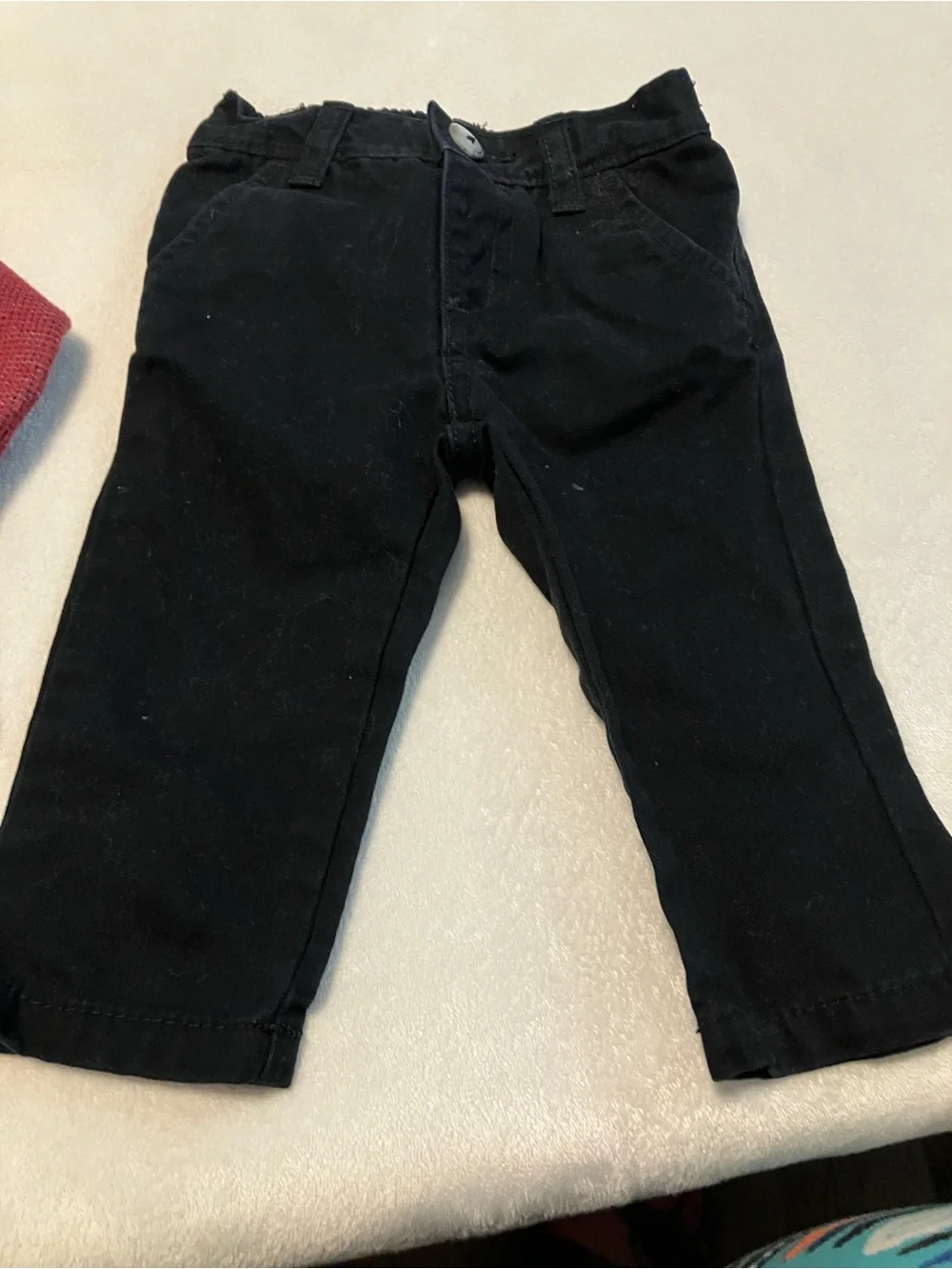 Red Baby Henley Bodysuit and Black Pants